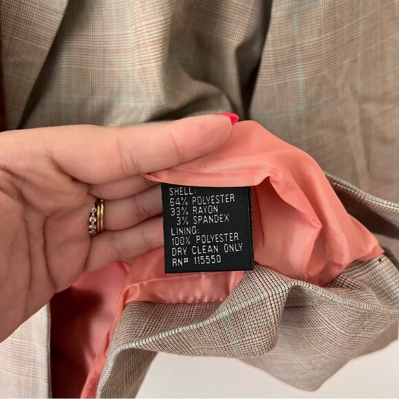 Vintage Larry Levine Brown Plaid Blazer Sz 8 - Picture 5 of 6